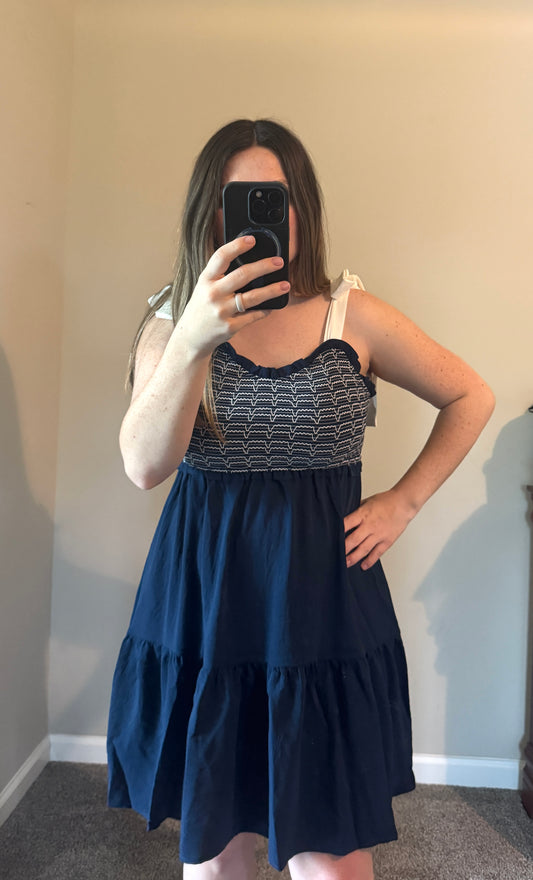 Bow Tie Smocked Dress- 3 Color Options
