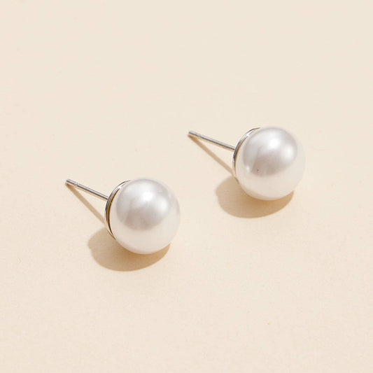 White 10mm Pearl Stud Earrings