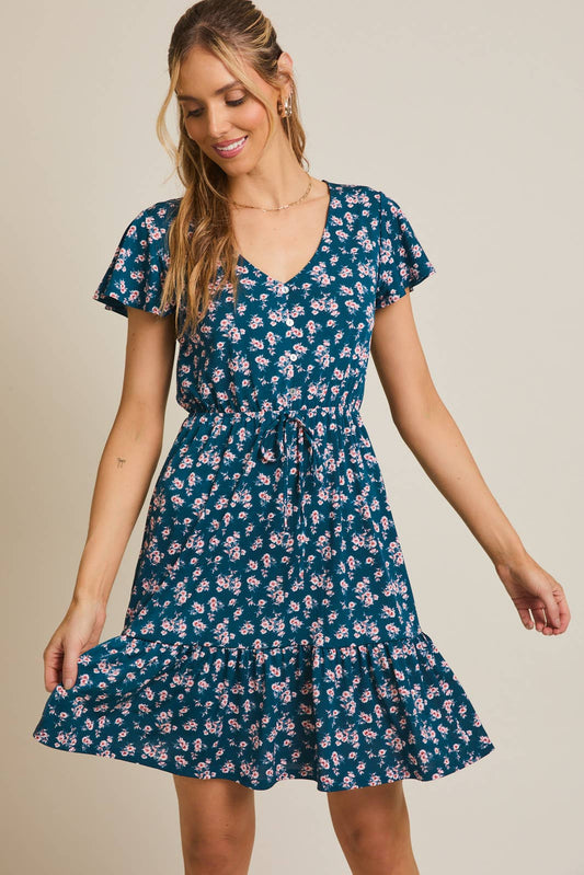 Teal Short Sleeve Dress