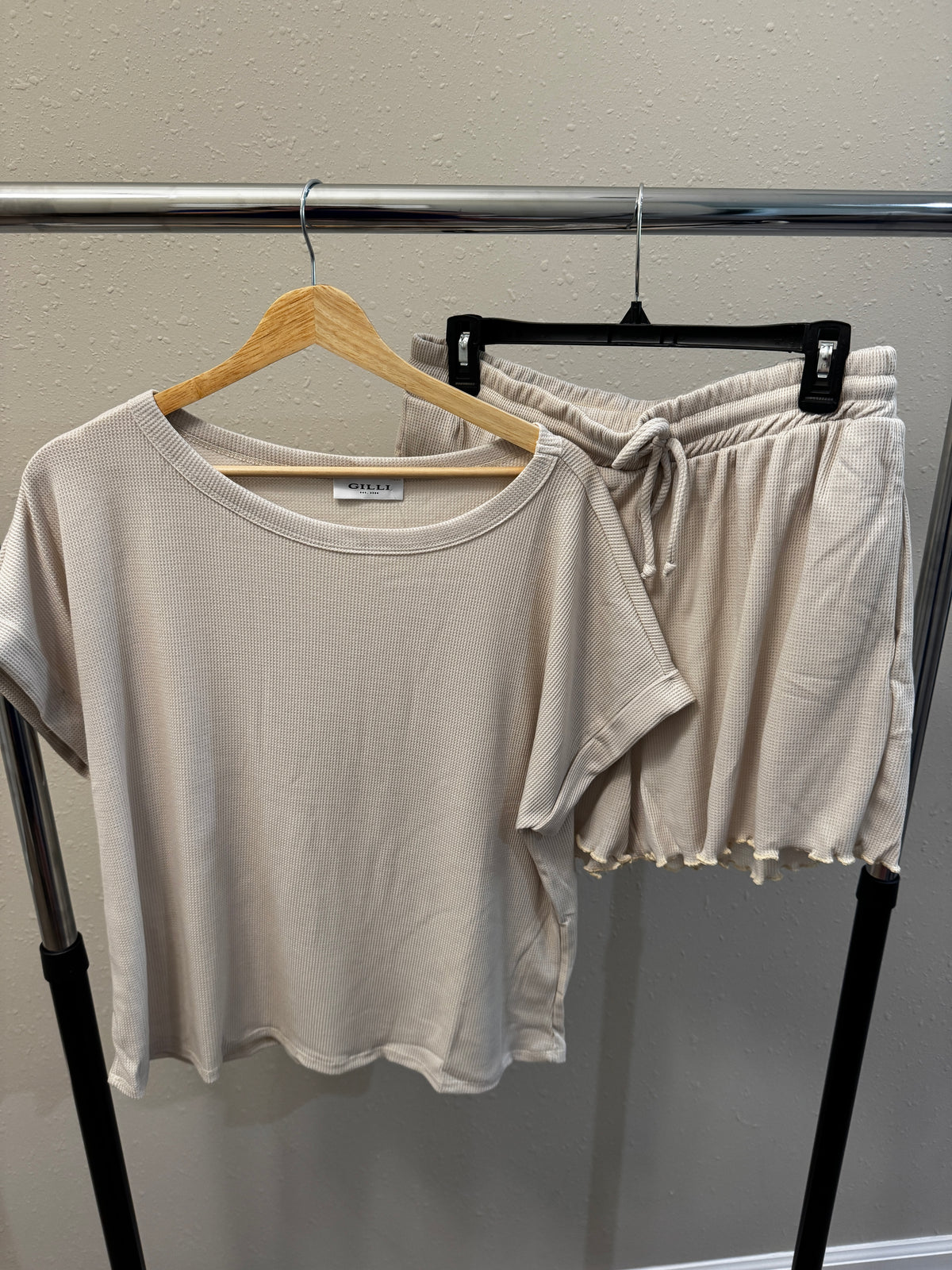 Cream Cotton Lounge Set – Top & Shorts