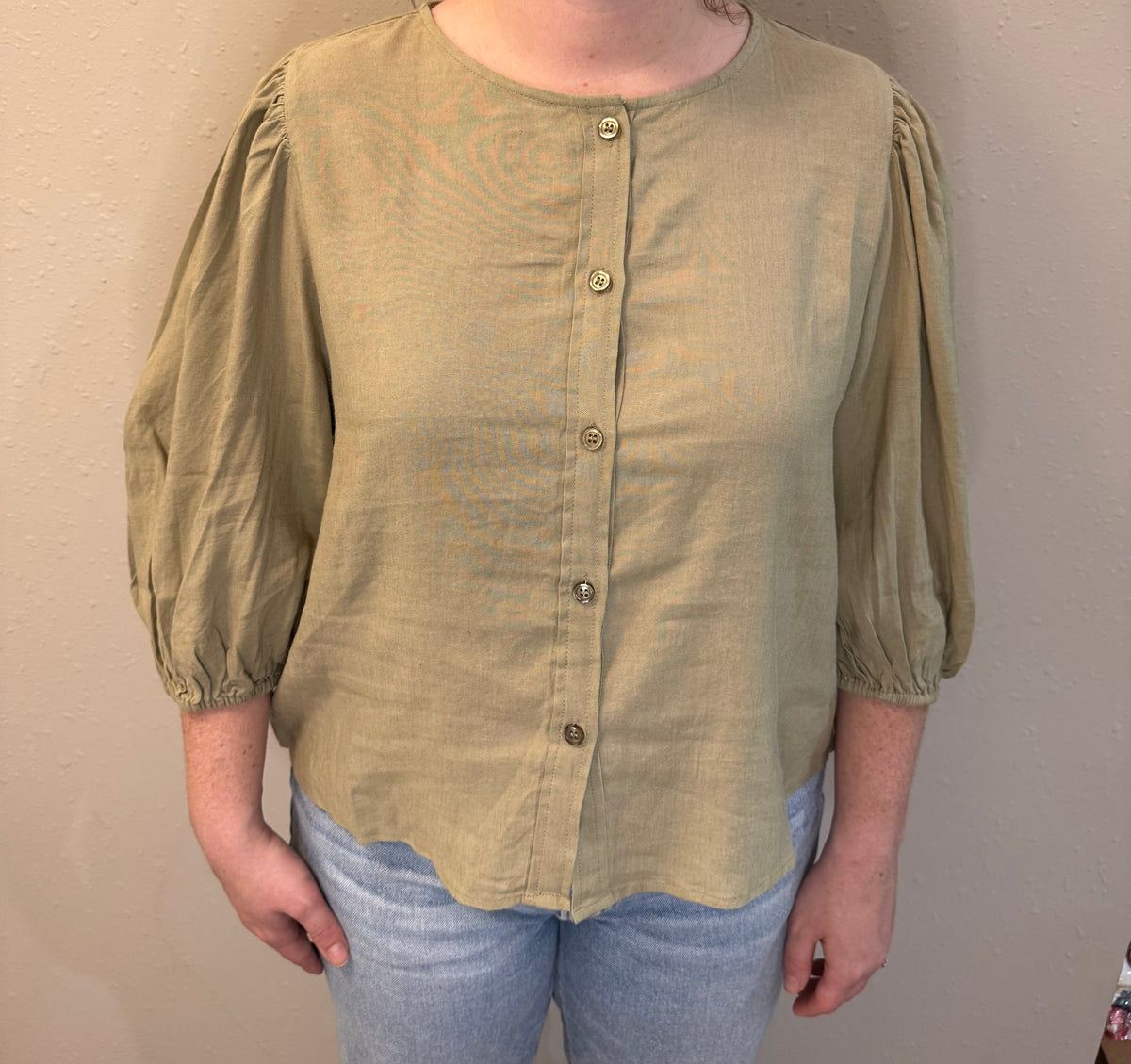 Sage Button Up Top