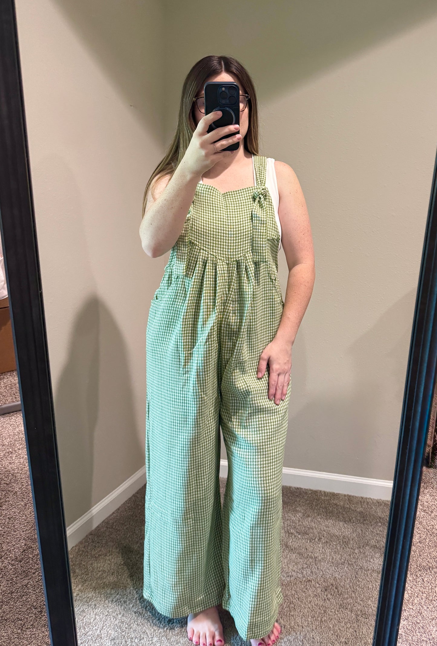 Green Houndstooth Jumpsuit