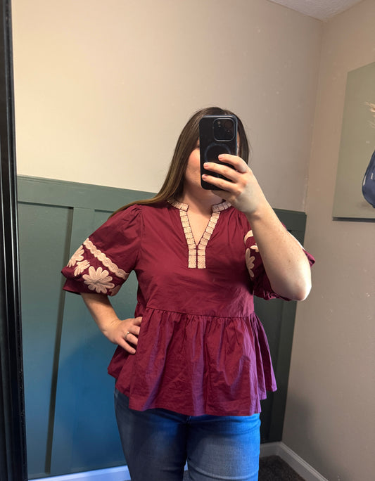 Rosewood Fields Embroidered Top
