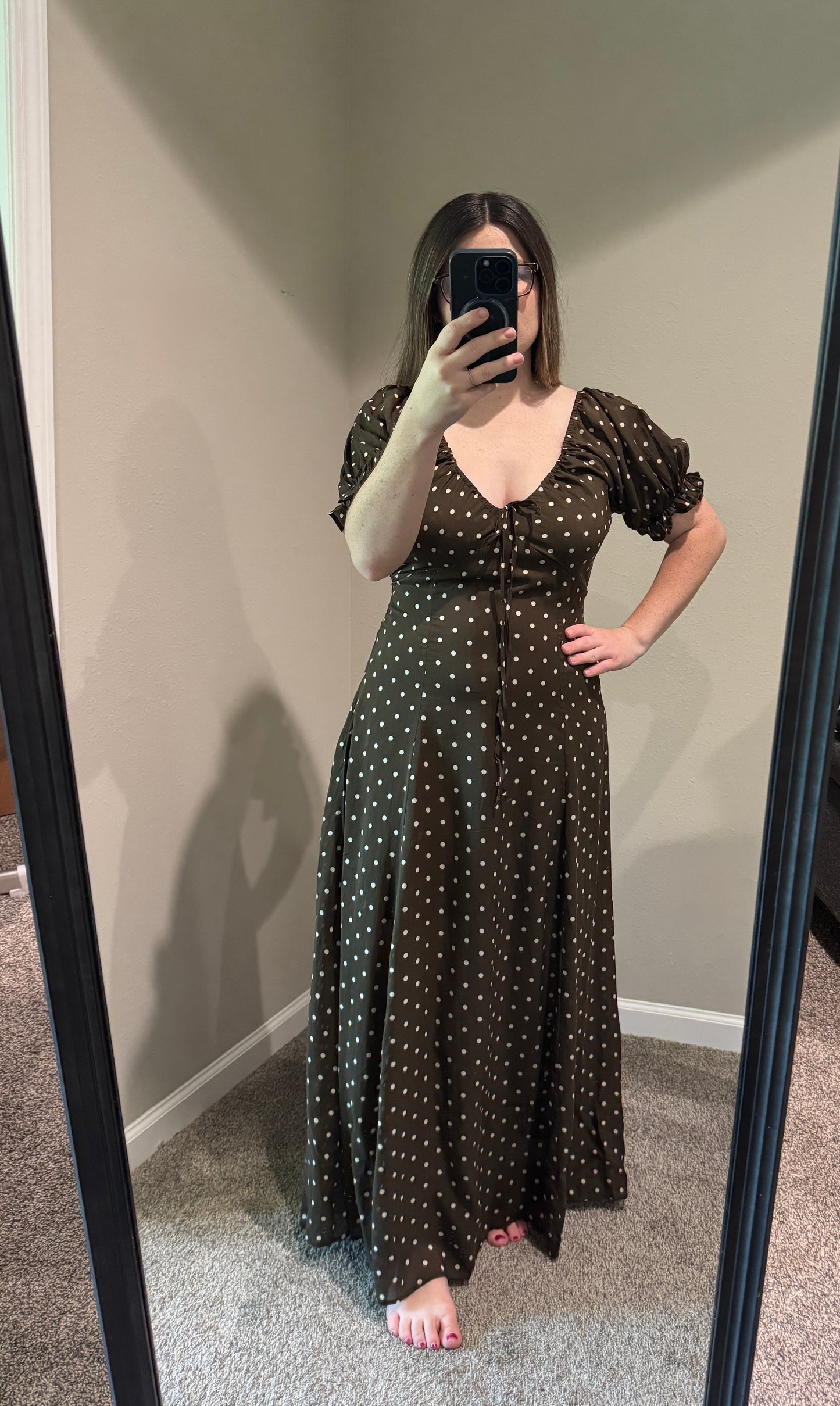Woven Polyester Polka Dot Print Dress