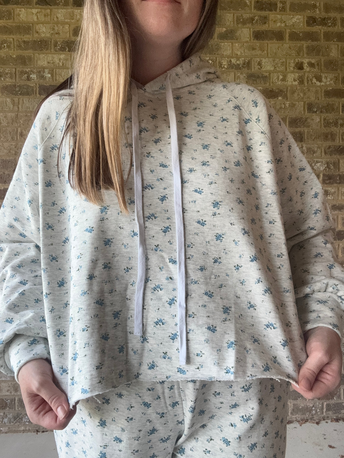 Floral Print Lounge Crop Hoodie