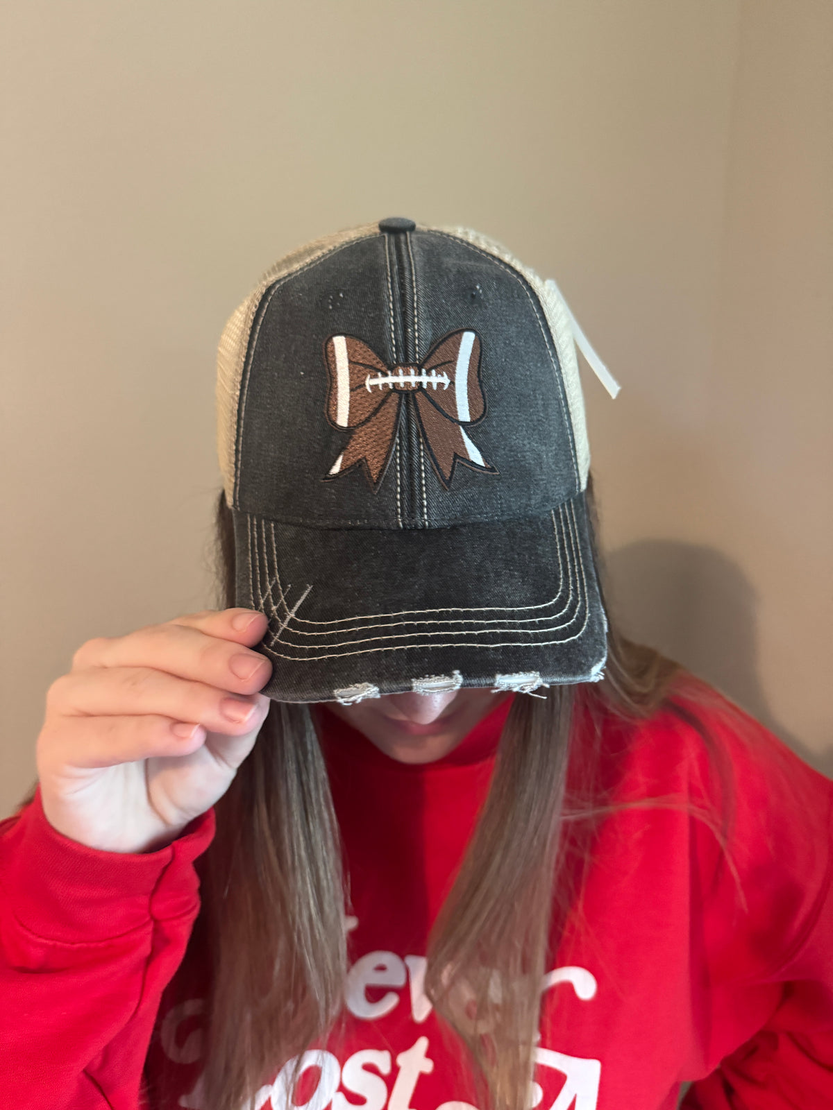 Football Bow Coquette Patch Hat