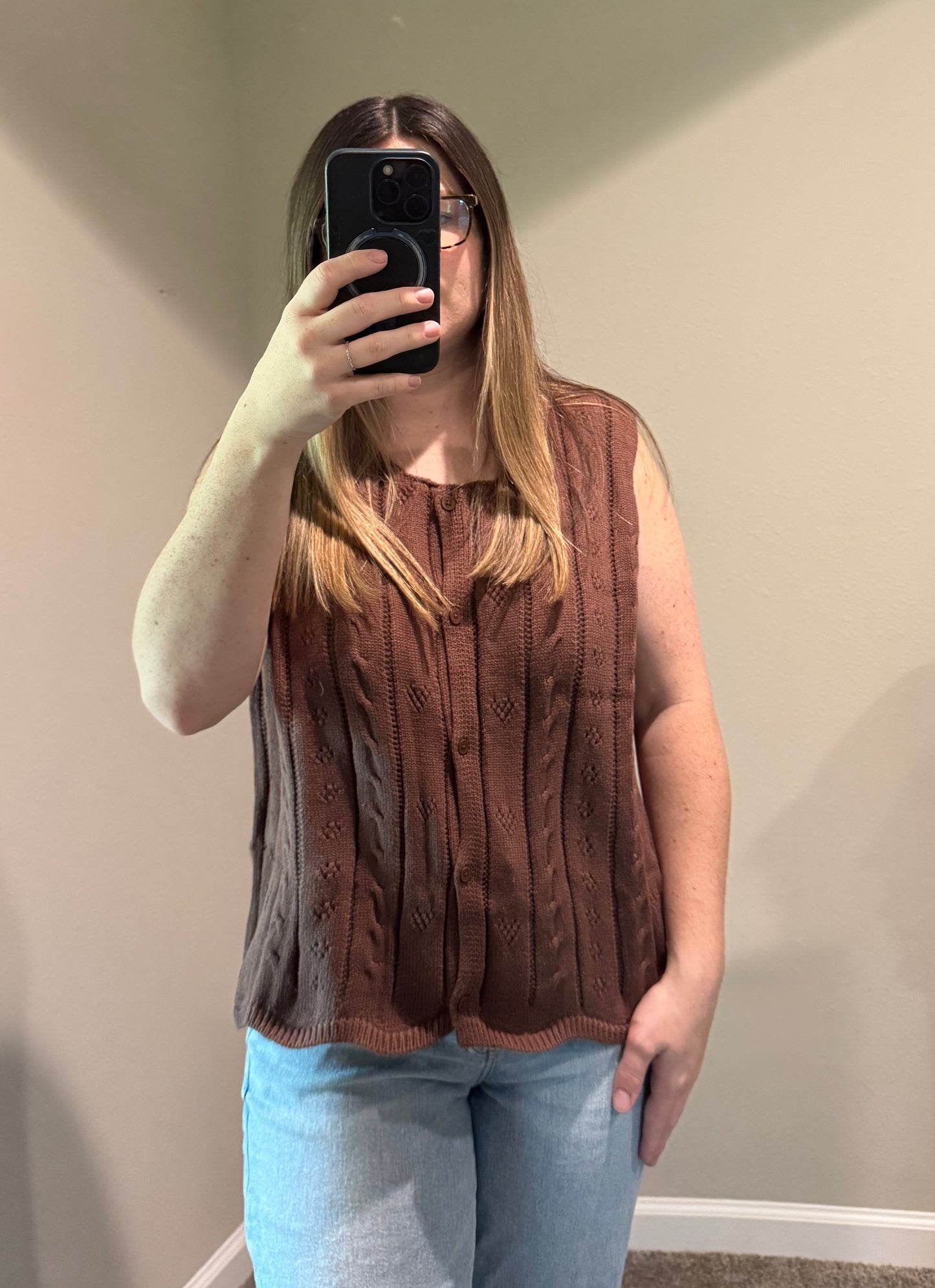 Coco Button Down Sleeveless Knit Sweater Vest