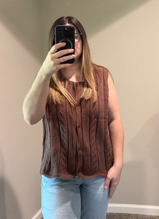 Coco Button Down Sleeveless Knit Sweater Vest