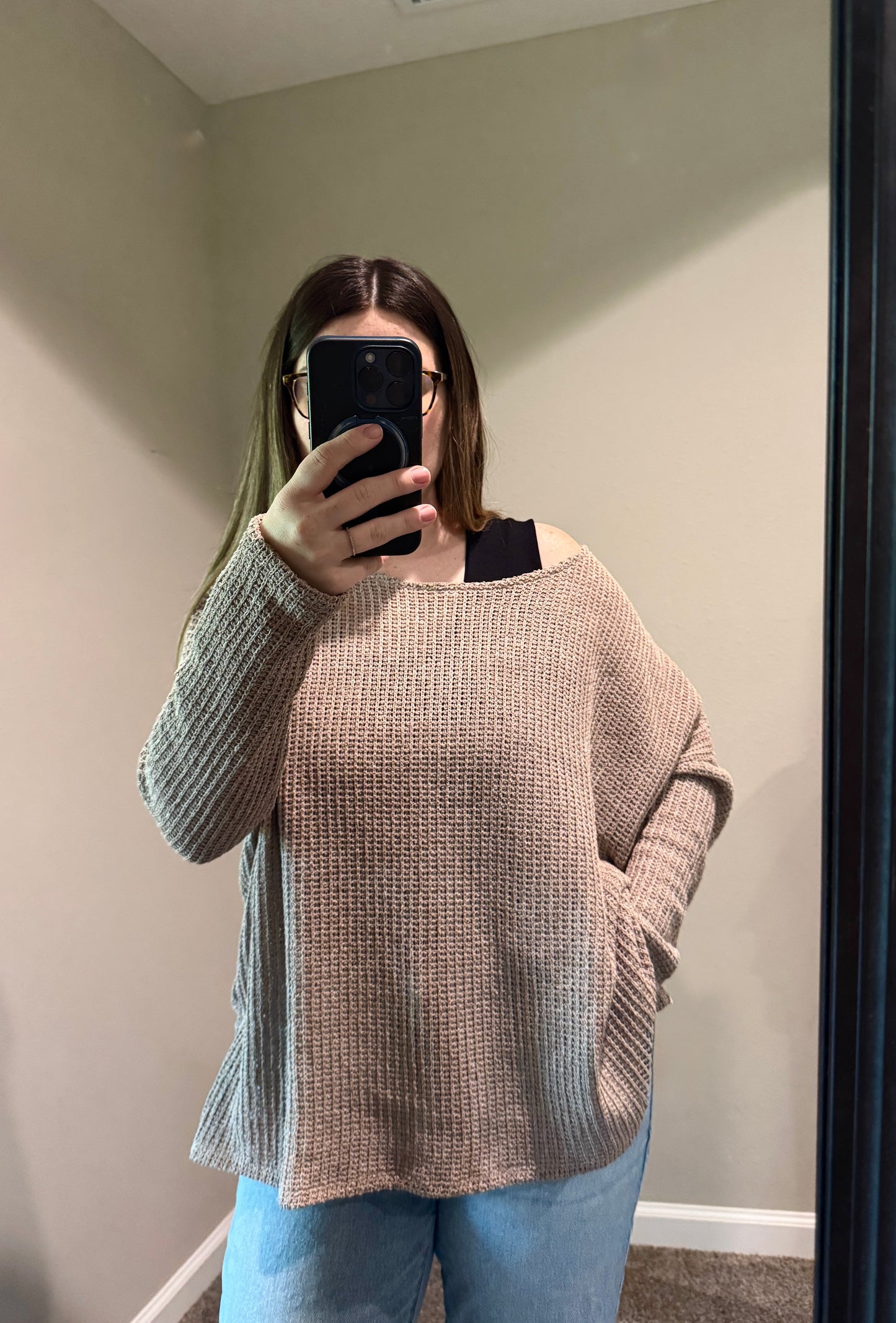 Oatmeal Side Slit Sweater Top