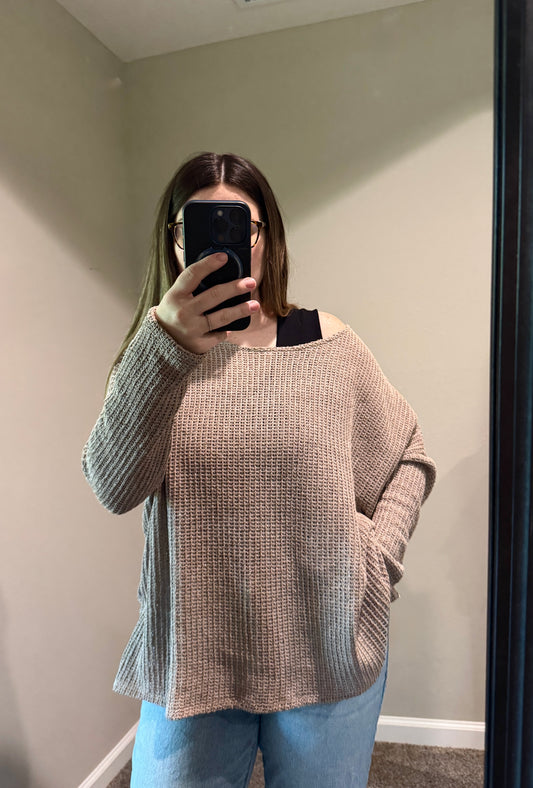Oatmeal Side Slit Sweater Top