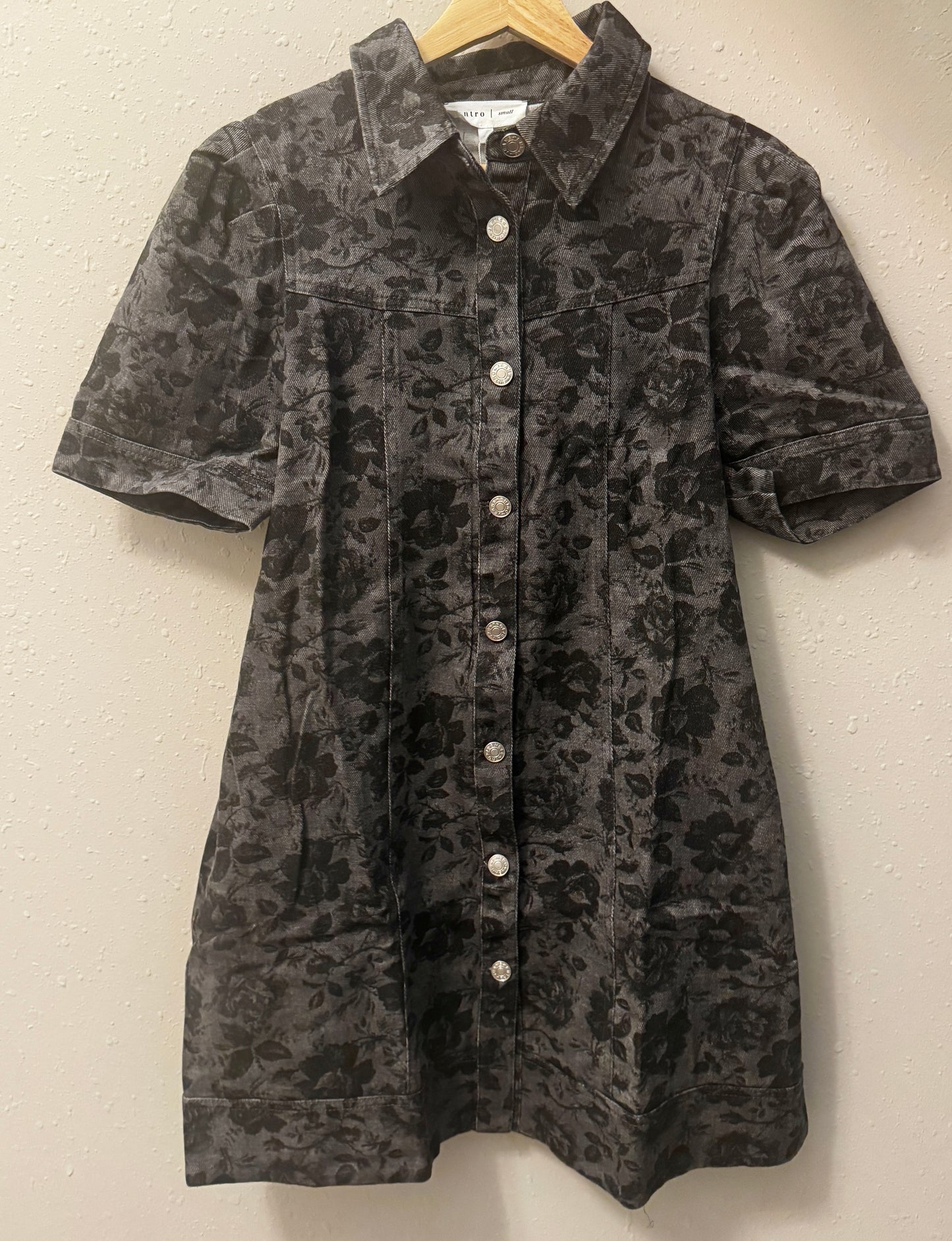 Charcoal Floral Denim Dress