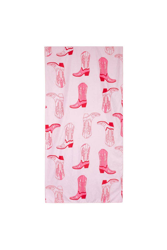 Light Pink Cowgirl Boot Beach Towel 