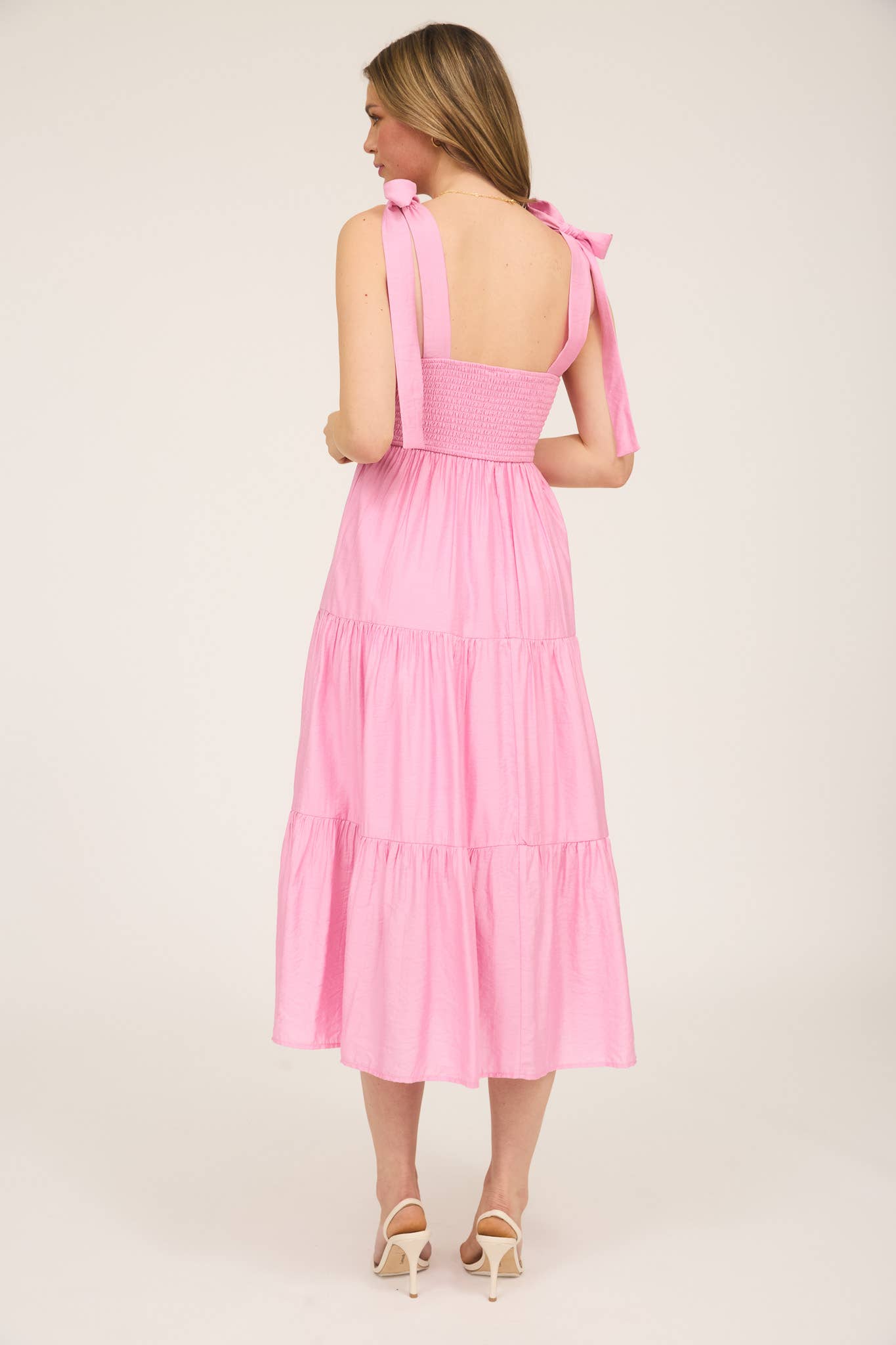 Back of pink sweetheart dress