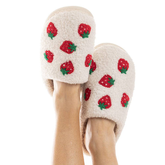 Women's closed toe slippers with strawberries