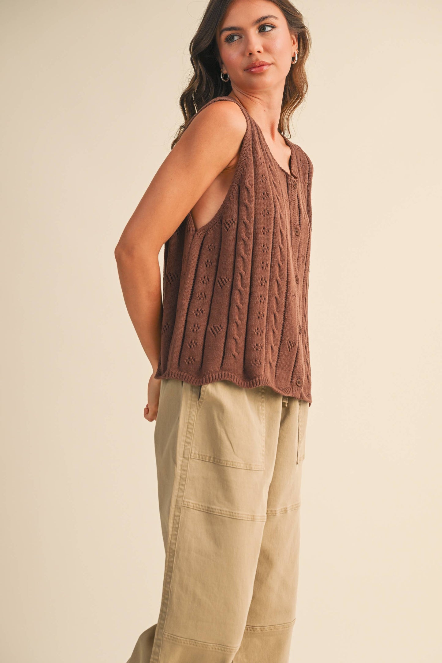 Coco Button Down Sleeveless Knit Sweater Vest
