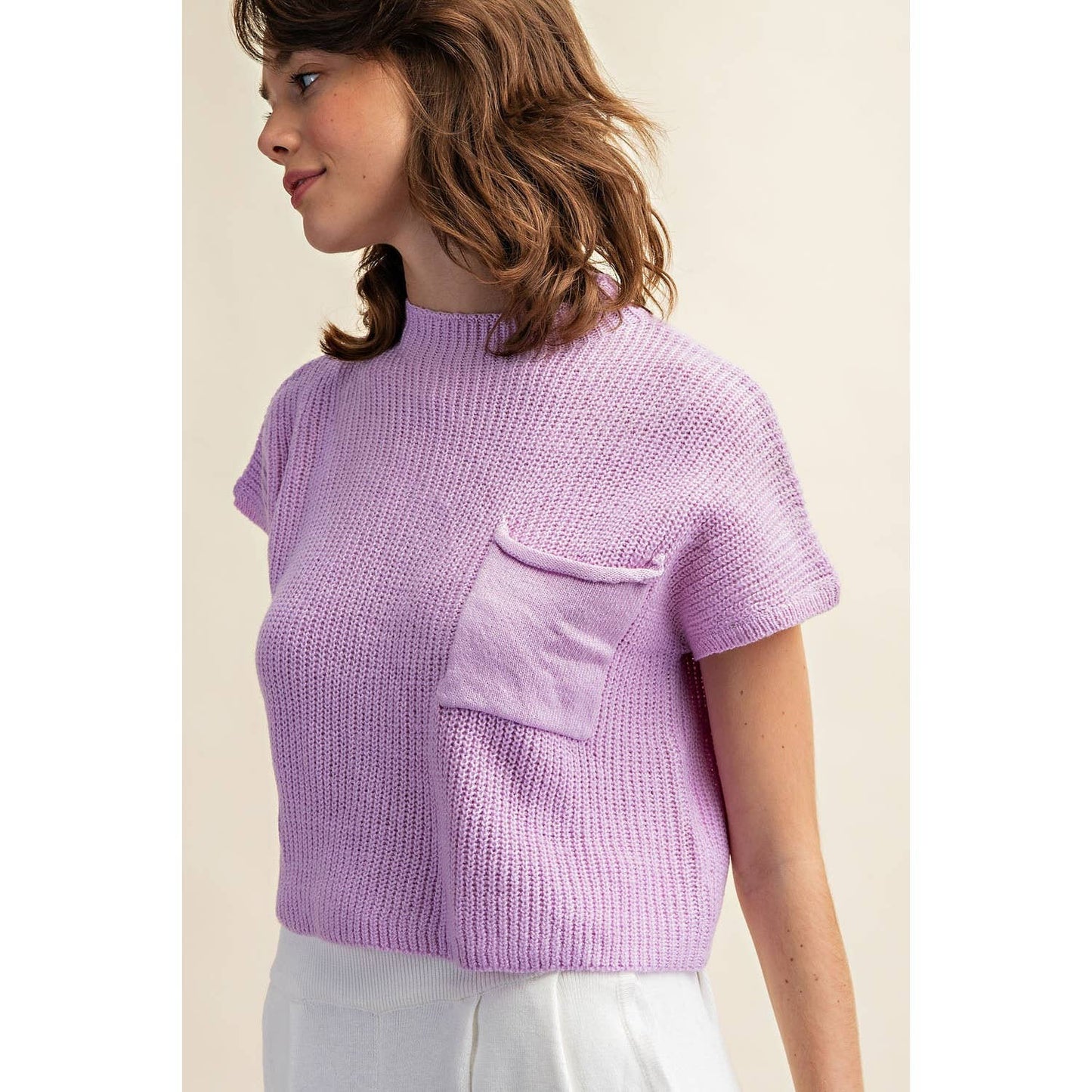 Drop Shoulder Rib Knit Sweater Top