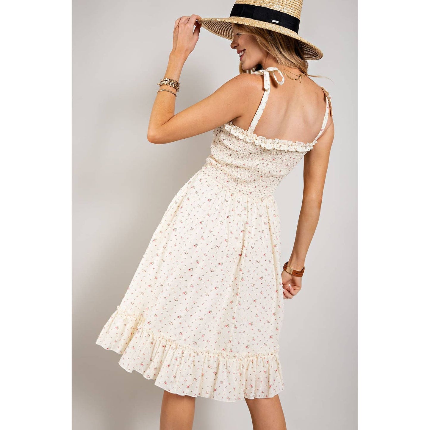 Floral Swiss Dot Smocked Dress