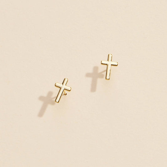 Cross Gold Dip Stud Earrings