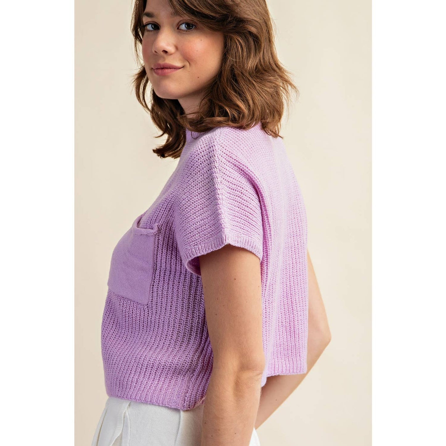 Drop Shoulder Rib Knit Sweater Top