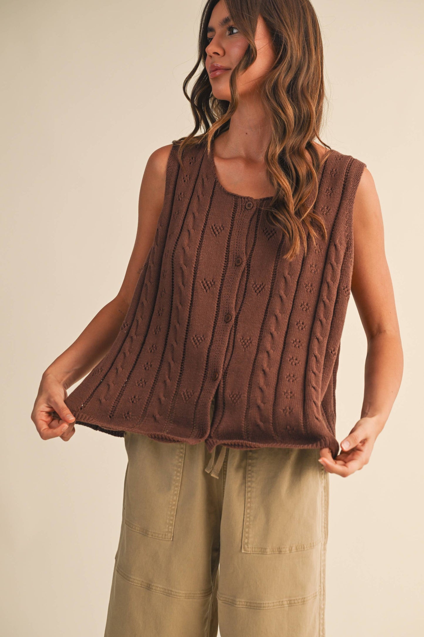 Coco Button Down Sleeveless Knit Sweater Vest