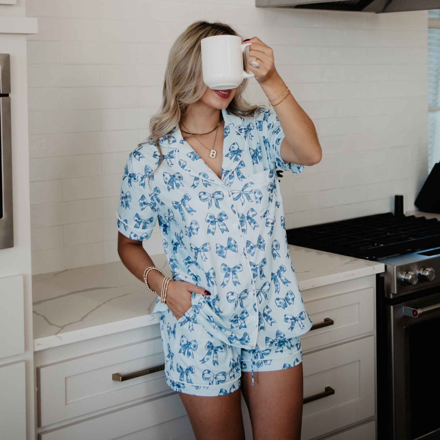 Toile Print Coquette Bows PJ Set