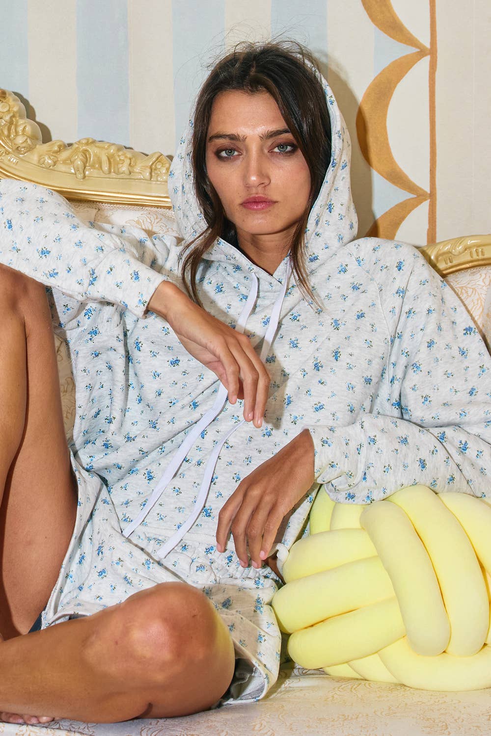 Floral Print Lounge Crop Hoodie