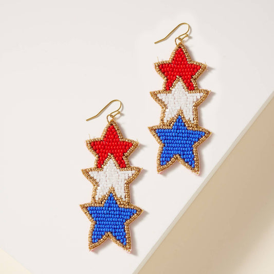 Red, white, and blue star dangle earrings