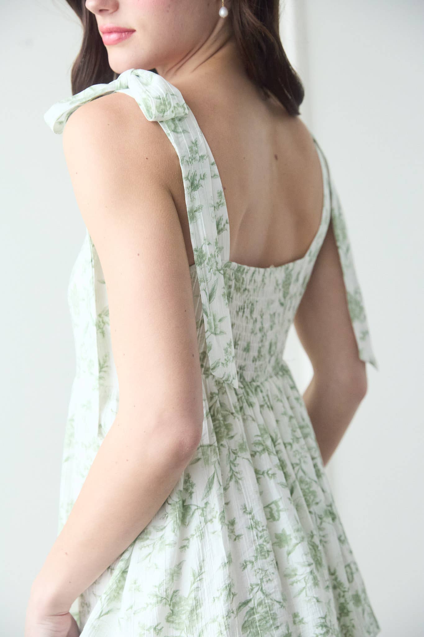 Sage Floral Ruffle Tiered Midi Dress